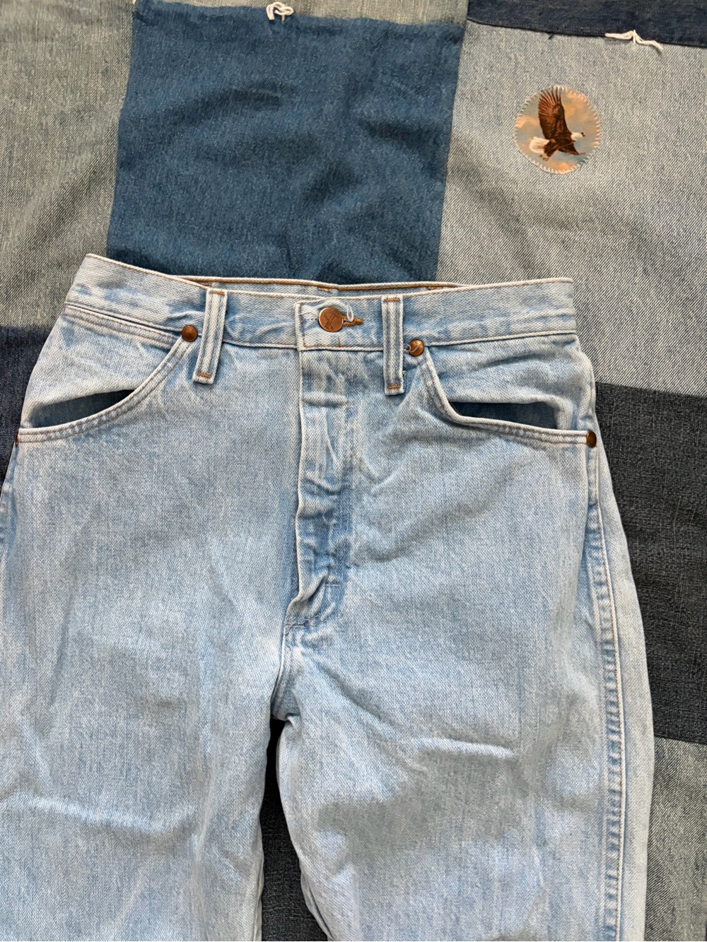 Wrangler 90s vintage jeans made in USA light wash faded denim 26x29 - Picture 7 of 11